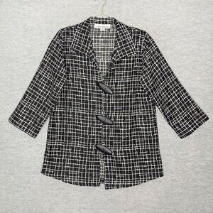 Caroline Rose Blazer Jacket Black White Minimalist Womens Size XS Art To Wear